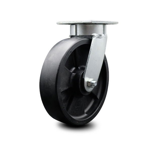 8 Inch Kingpinless Glass Filled Nylon Wheel Swivel Top Plate Caster SCC